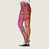 Hete Roze Groovy Abstracte Retro Atoomgolven Leggings (Links)