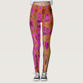 Hete Roze Groovy Abstracte Retro Atoomgolven Leggings