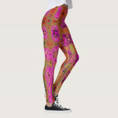 Hete Roze Groovy Abstracte Retro Atoomgolven Leggings (Rechts)