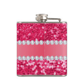 Hete Roze Grote Faux schittert met Diamanten Heupfles (Achterkant)