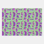 Hete Roze Grote Katten in Neon Sinaasappel & Blauw Inpakpapier Vel (Voorkant 3)