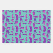 Hete Roze Grote Katten in Neon Sinaasappel & Blauw Inpakpapier Vel (Voorkant)