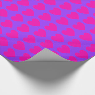 Hete Roze Harten op Paars Cadeaupapier