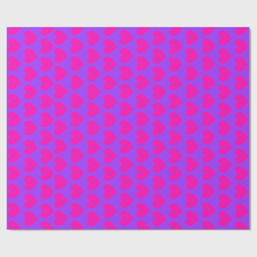 Hete Roze Harten op Paars Cadeaupapier (Vlak)