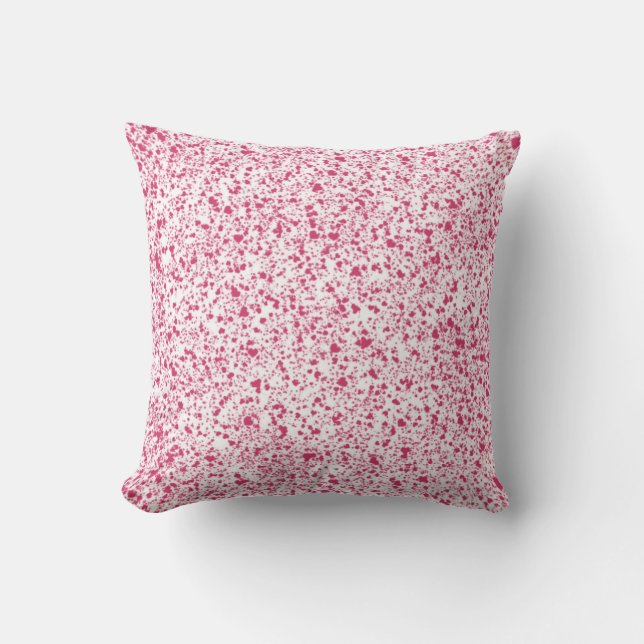 Hete Roze Harten Splatter Verf, Gespikkeld Kussen (Voorkant)