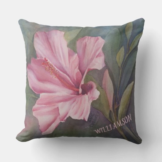 HETE ROZE HIBISCUS TUINKUSSEN BUITENKUSSEN (Voorkant)