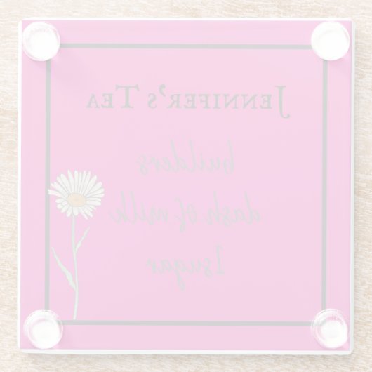 Hete Roze Koffie of Thee voorkeuren Aanpassen Glazen Onderzetter (Achterkant)