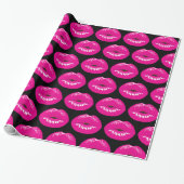 Hete Roze Lippen Glamoureus Illustratiepatroon Cadeaupapier (Uitgerold)