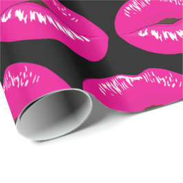 Hete Roze Lippen Glamoureus Illustratiepatroon Cadeaupapier
