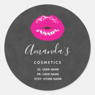 Hete Roze Lippen Glamoureuze Illustratie Zakelijk Ronde Sticker