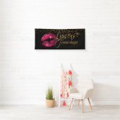 Hete roze lippen met gouden glitter Confetti Spandoek (Insitu)