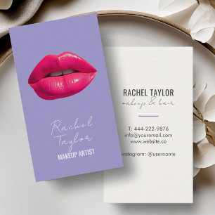 Hete roze lippen   Paarse make-up Visitekaartje