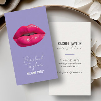 Hete roze lippen | Paarse make-up Visitekaartje