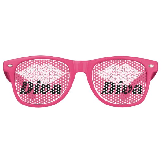 Hete Roze Lippen Sparkle Diamonds Diva Retro Zonnebril (Voorkant)