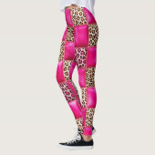 Hete Roze Luipaardprint Patchwork Leggings (Links)