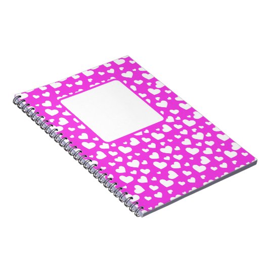 HETE ROZE MET WITTE VALENTIJN LIEFDE HARTEN NOTITIEBOEK (Rechterzijde)