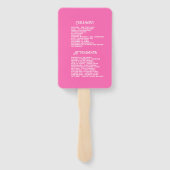 Hete-roze Mexicaanse Fiesta Tequila Huwelijksprogr Handwaaier (Achterkant)