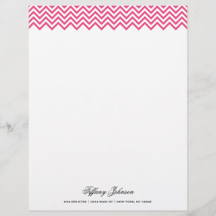 Hete Roze Moderne Chevron Border Gepersonaliseerd Briefhoofd