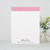 Hete Roze Moderne Chevron Border Gepersonaliseerd Briefhoofd (Staand voorkant)