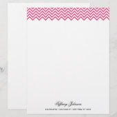 Hete Roze Moderne Chevron Border Gepersonaliseerd Briefhoofd (Voorkant / Achterkant)