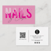 Hete Roze Nagels Drip Nail Art Manicure QR Code Visitekaartje (Voorkant / Achterkant)
