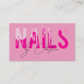 Hete Roze Nagels Drip Nail Art Manicure QR Code Visitekaartje (Voorkant)