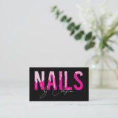 Hete Roze Nagels Drip Nail Art Manicure QR Code Visitekaartje (Staand voorkant)