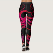 Hete roze octopus tentakels op zwart - Leggings (Achterkant)