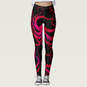 Hete roze octopus tentakels op zwart - Leggings (Voorkant)