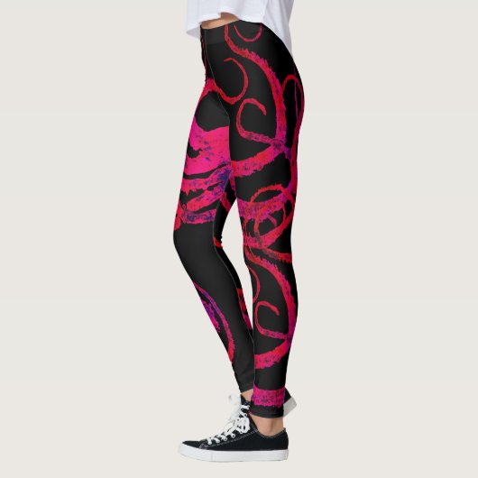 Hete roze octopus tentakels op zwart - Leggings (Links)