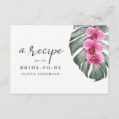 Hete Roze Orchideeën op Monstera Recept Kaart (Voorkant)