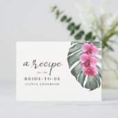 Hete Roze Orchideeën op Monstera Recept Kaart (Staand voorkant)