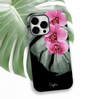 Hete roze orchideeën tropische flora met Jouw naam Case-Mate iPhone 14 Pro Max Hoesje