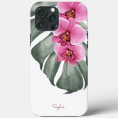 Hete roze orchideeën tropische flora met Jouw naam Case-Mate iPhone Case (Achterkant)