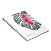 Hete roze orchideeën tropische flora met Jouw naam Notitieboek (Rechterzijde)