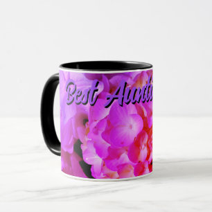 Hete roze paarse bloemen bloemen hortensia's mok