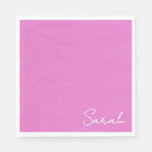 Hete roze papieren servet met naam