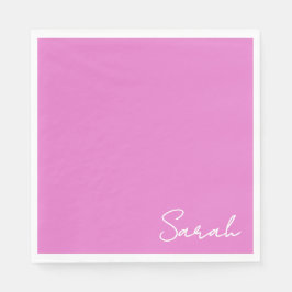 Hete roze papieren servet met naam