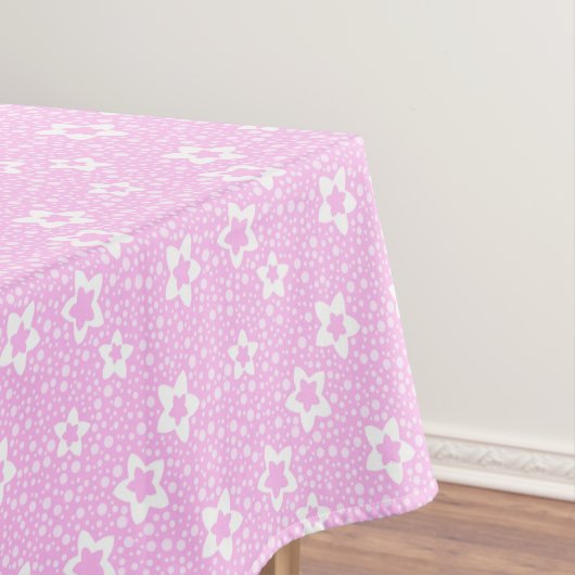 Hete roze retro polka stippen met bloemmotief tafelkleed (Voorbeeld)