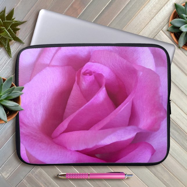 Hete roze roos bloem foto eenvoudige gedurfde mode laptop sleeve (Creator heeft geüpload)