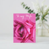  hete roze roos bloemen Happy Birthday kaart (Staand voorkant)