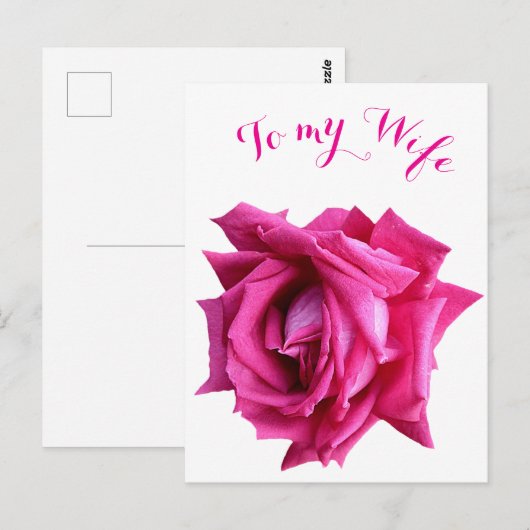  hete roze roos bloemen Happy Valentijn liefde Briefkaart (Voorkant / Achterkant)