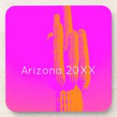 Hete Roze Sinaasappel Moderne Cactus Art Arizona J Bier Onderzetter (Voorkant)