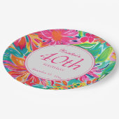 Hete Roze Sinaasappels Waterverf Bloemen 40e Verja Papieren Bordje (Gekanteld)