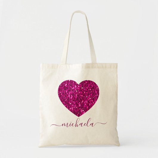 Hete roze sparren voor glitter hart tote bag (Voorkant)