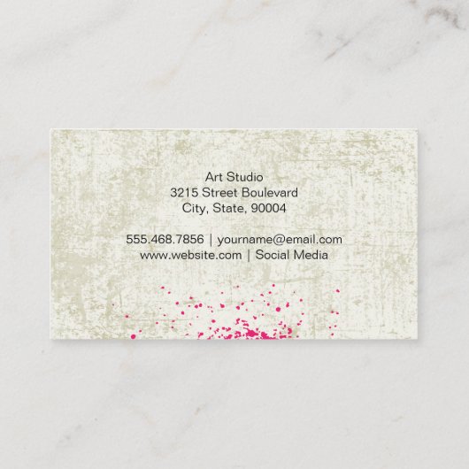 Hete Roze Spuitverf | Grungy artistieke achtergron Visitekaartje (Achterkant)