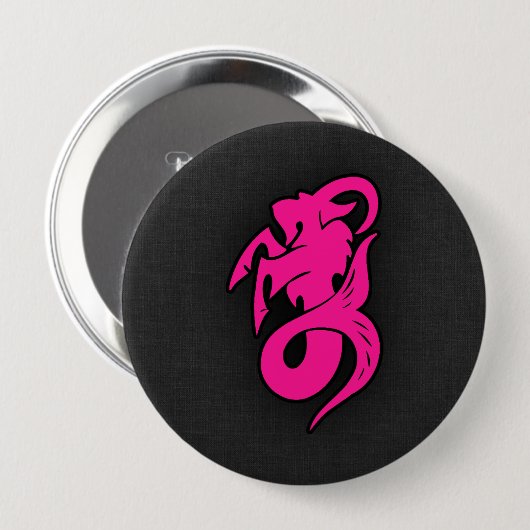 Hete Roze Steenbok Ronde Button 4,0 Cm (Voorkant /achterkant)