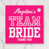 Hete Roze Team Bruid Bachelorette Feest Bedankjes Labels (Achterkant)