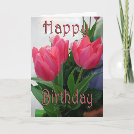 Hete roze tulpen kaart (Voorkant)