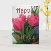 Hete roze tulpen kaart (Gele Bloem)